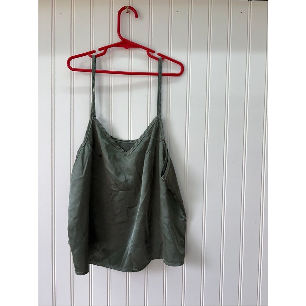 Olive Green Satin V-Neck Cami with Adjustable Straps and shorts pj set